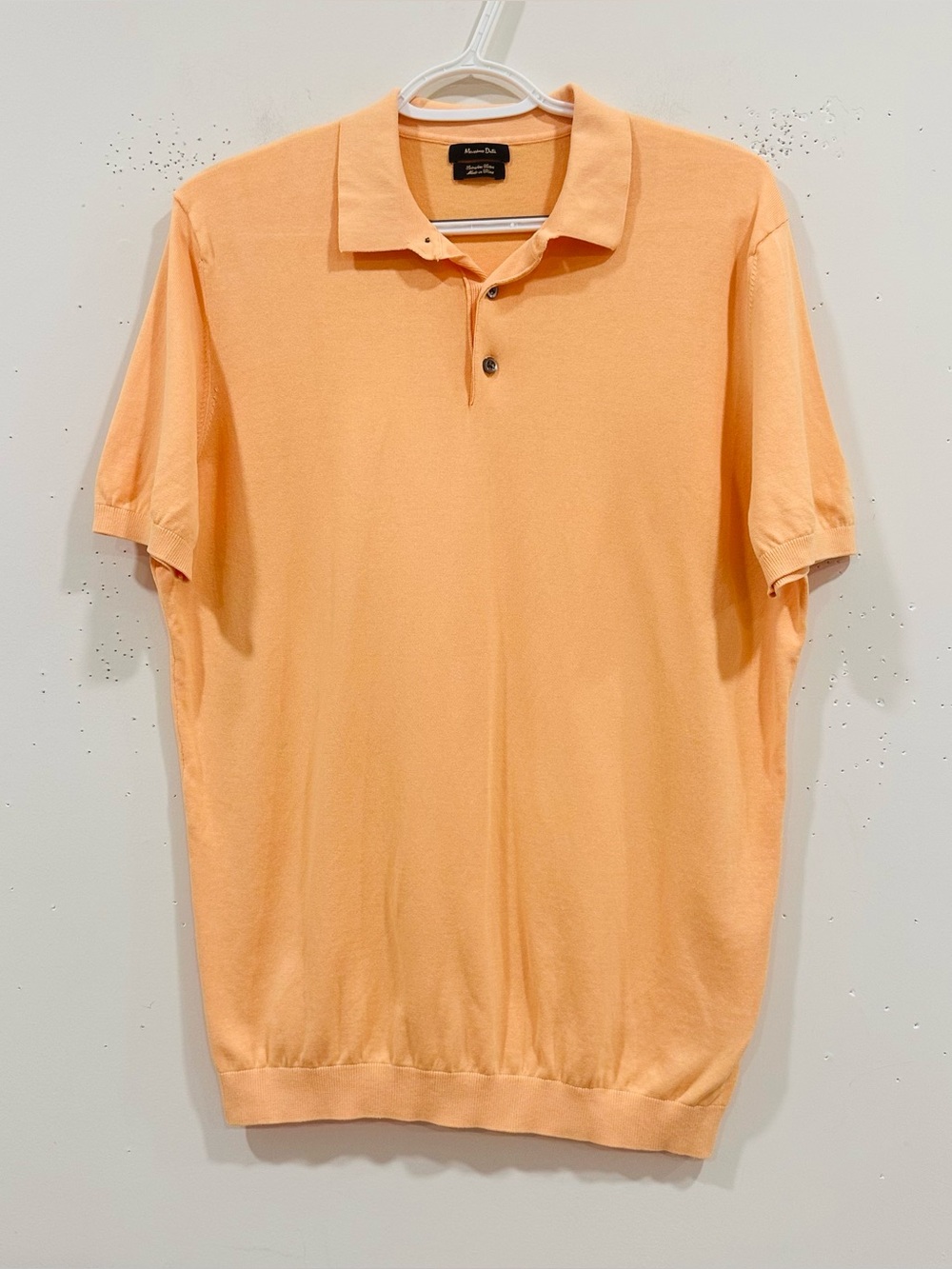 Massimo Dutti Men's Knit Polo Shirt Size XL Orange Peach Short Sleeve Luxury